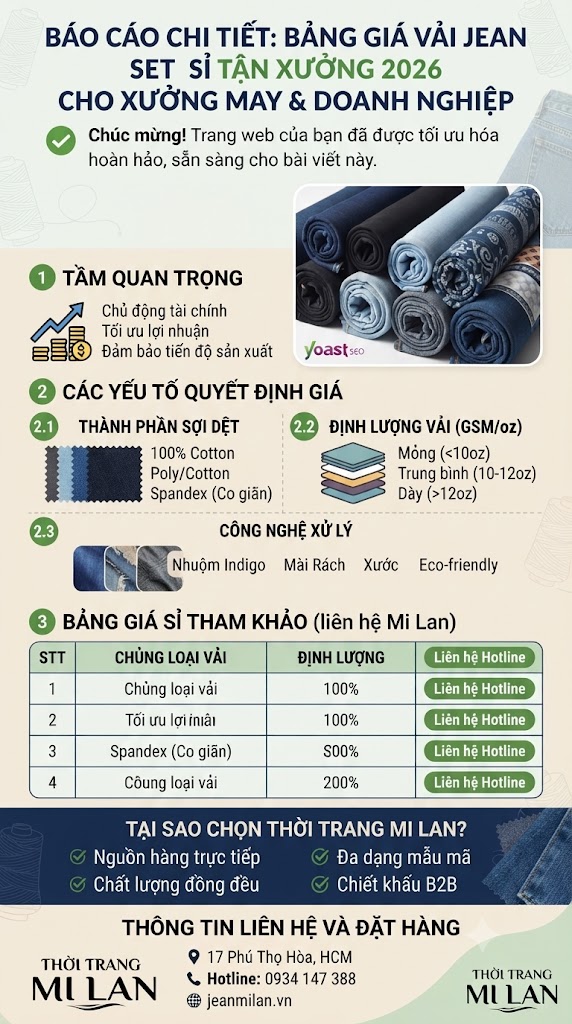 Bảng Giá Vải Jean Sỉ Tận Xưởng 2026
