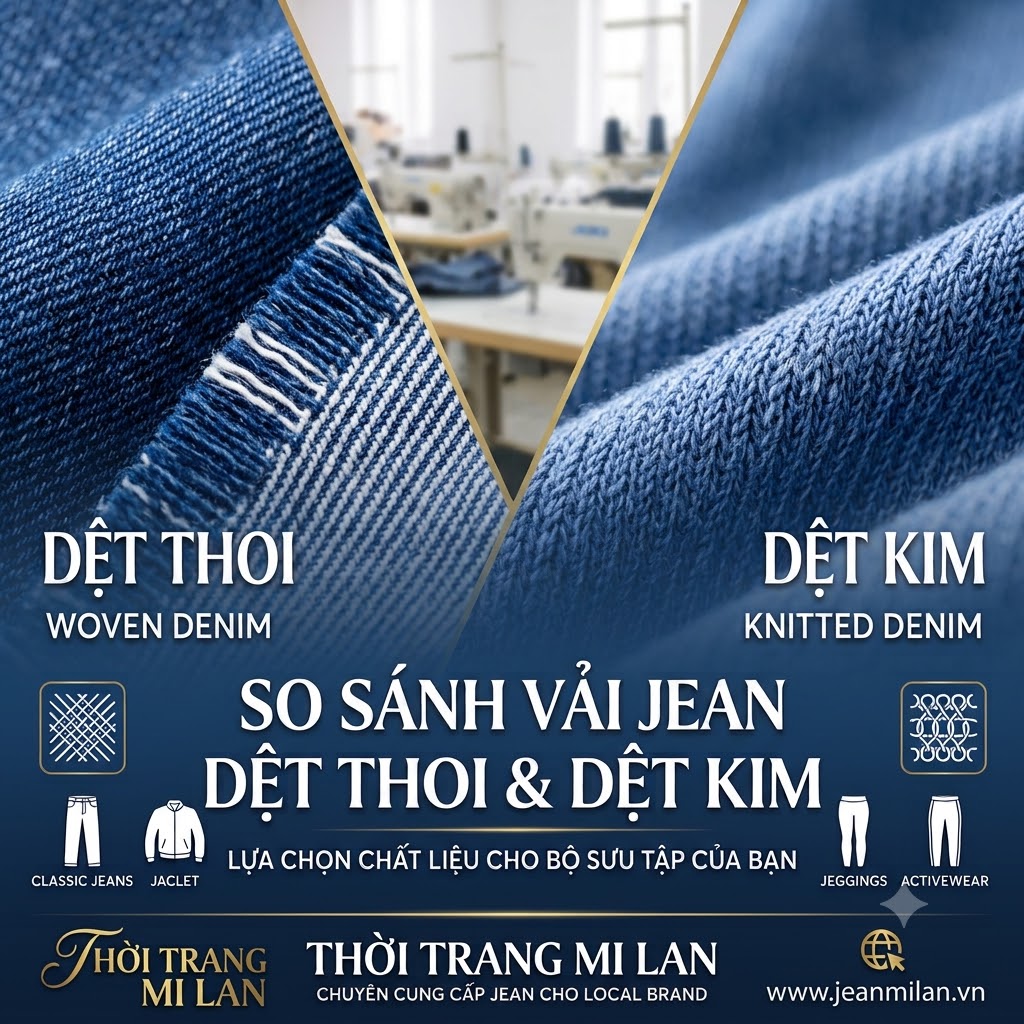 So Sánh Vải Jean Dệt Thoi Và Dệt Kim: Lựa Chọn Nào Cho Bạn?